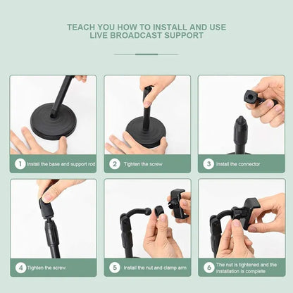 Mobile Phone Stand For Phone Retractable Holder Desk Table Clip Bracket Table Cell Phone Support Holder Mount For Live Broadcas