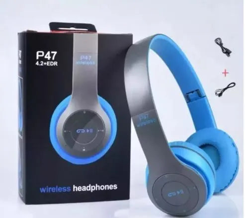 Wireless Headphones, P47 Bluetooth Foldable Headset with Microphone Support FM Radio TF for PC TV Smart Phones & Tablets Etc
