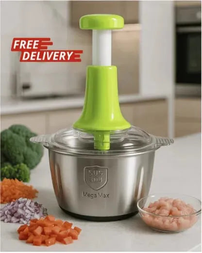 Stainless Steel Multifunctional 2LTR Hand Push Chopper Press Start Quick