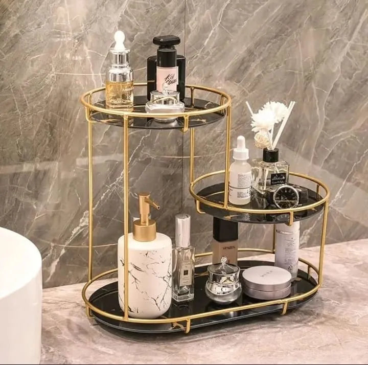 Makeup Storage Rack, Cosmetic Storage Shelf, Makeup Organizer, Dressing Table, Makeup and Perfume Organizer, 3 round Floors 1 round floor