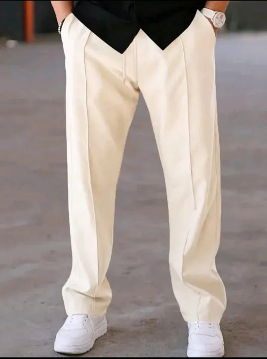 Men's Korean Style Wide Leg Straight Fit Casual Trousers | Premium Loose Fit Pants